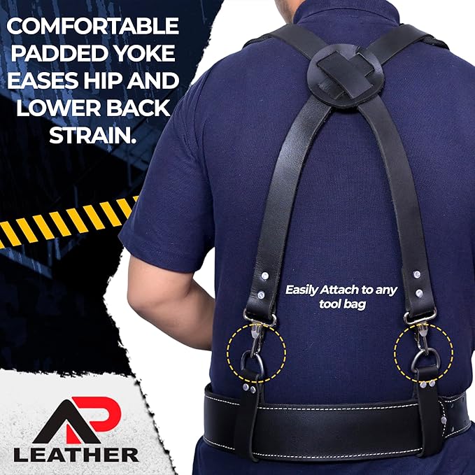 Ap Leather – Heavy Duty Work Suspenders Tool Belt