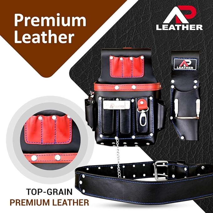 AP-LEATHER Heavy Duty Electercian Pouch Tool Pouch,Compartments