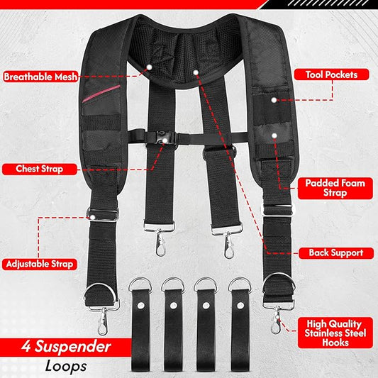 AP-LEATHER Tool Belt,Tool Pouch Green for men suspenders