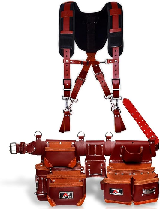 Ap-Leather Tool Belts pouch with suspenders