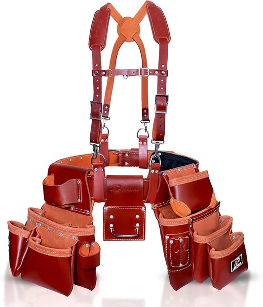 AP-LEATHER PRO-19 Tool Belt/Pouch/Bag with suspenders