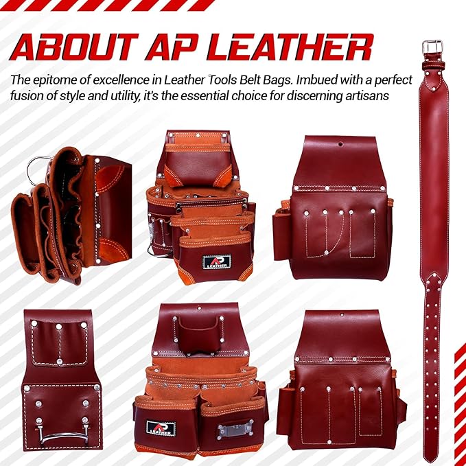 AP-LEATHER Electricians, Gardeners & Construction,Tool Belt pouch