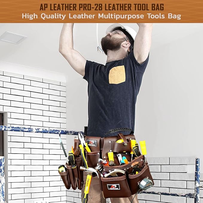 AP LEATHER Tool Pouch,Tool  Electrician, Construction
