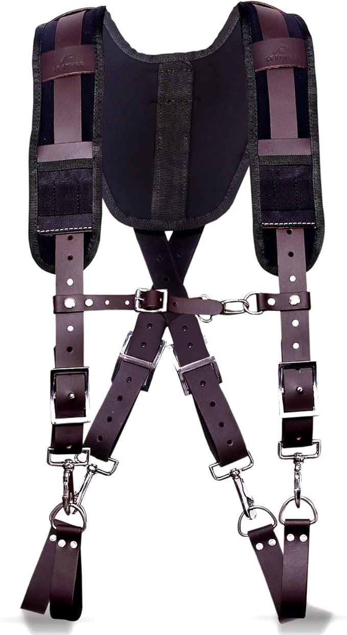 Ap Leather  Tool Belts for mens, Tool Belt with Suspenders, Extra Large)