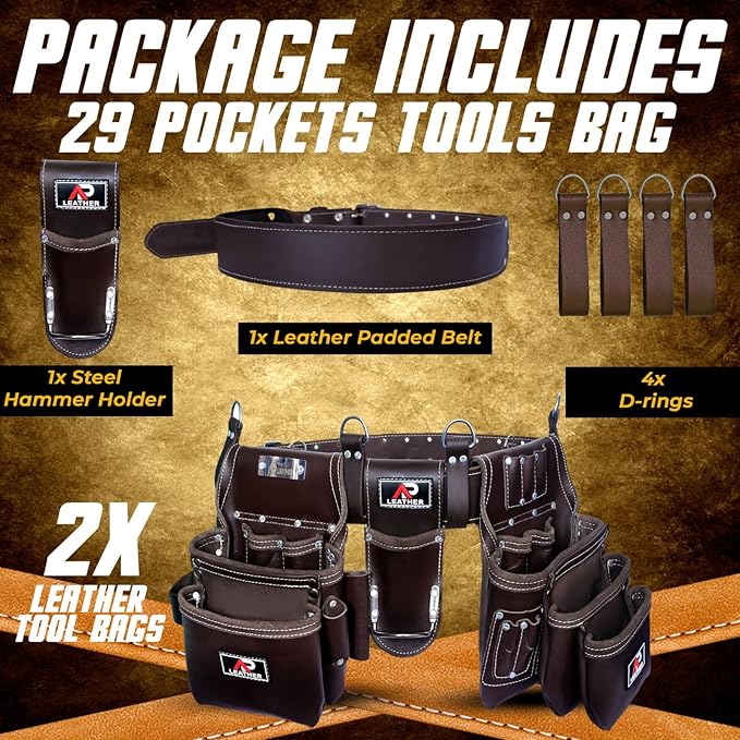 Ap-Leather Tool Belt, Carpenter Tool bag