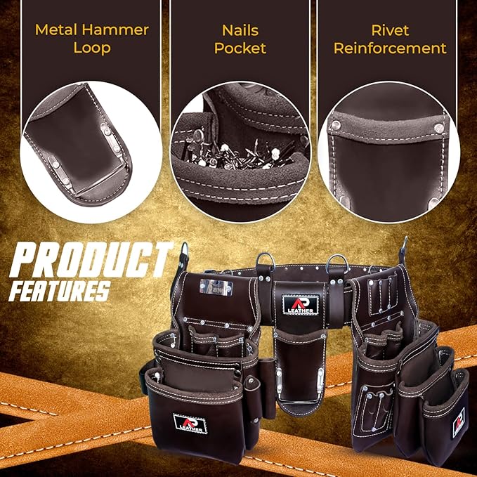 Ap-Leather Tool Belt, Carpenter Tool bag