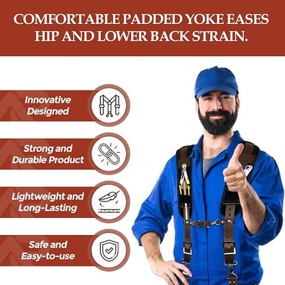 Ap Leather  Tool Belts for mens, Tool Belt with Suspenders, Extra Large)