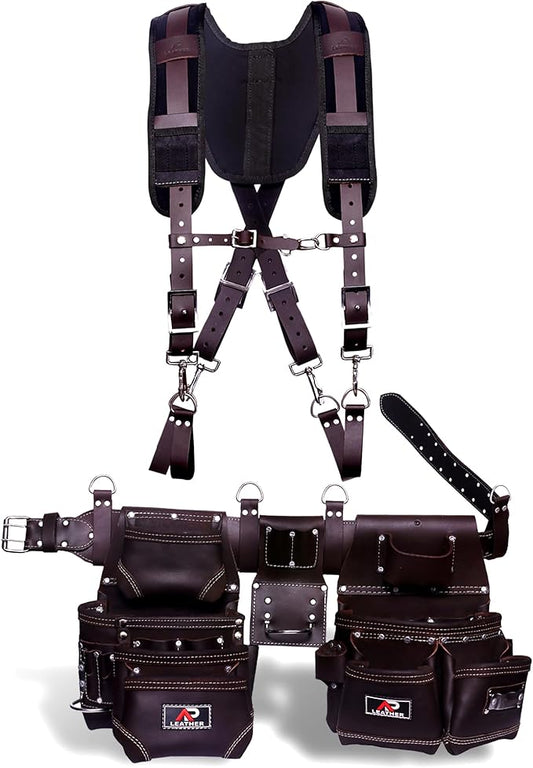 AP-LEATHER Tool Belt pouch framer, Electricians,tool belt with suspenderS