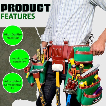 AP-LEATHER  Construction Tool Belt with  Framer, Electrician & Carpenter