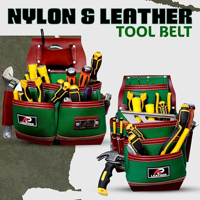 AP-LEATHER  Construction Tool Belt with  Framer, Electrician & Carpenter