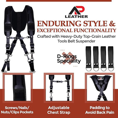 Ap Leather Tool Belts with Suspenders, with  for Construction, Framers