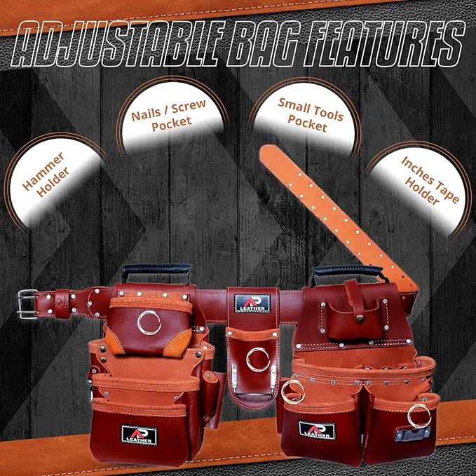 Ap-Leather Tool Belt, Tool bag with 4 Loops)