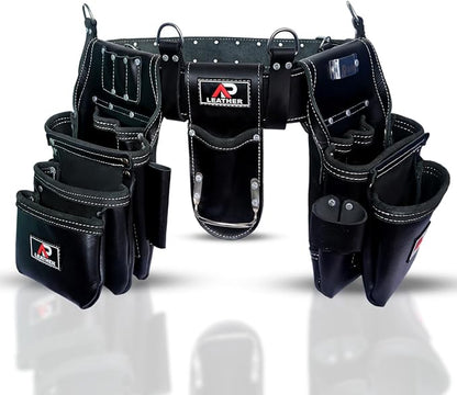Ap-Leather  Premium Oil Tanned Leather Tool Belt, Tool Pouch