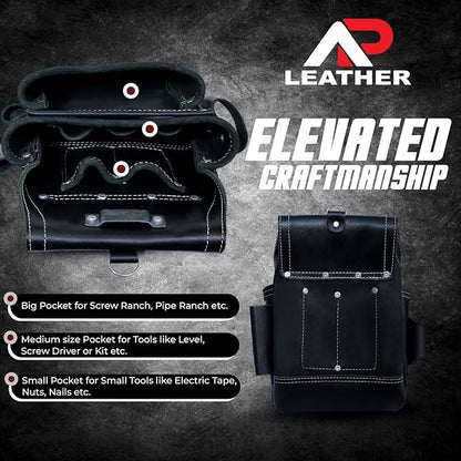 Ap-Leather  Premium Oil Tanned Leather Tool Belt, Tool Pouch