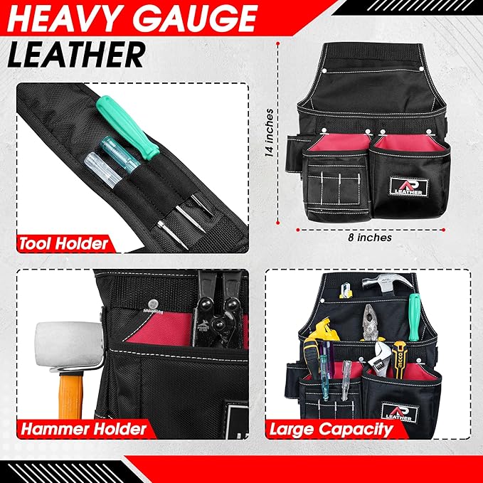 AP-LEATHER Tool Belt,Tool Pouch Green for men suspenders