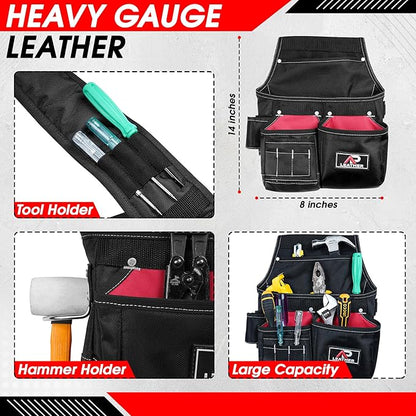 AP-LEATHER Tool Belt,Tool Pouch Green for men suspenders