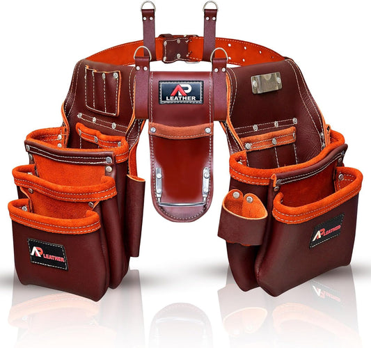 Ap-Leather  Premium Oil Tanned Leather Tool Belt,  Tool Pouch