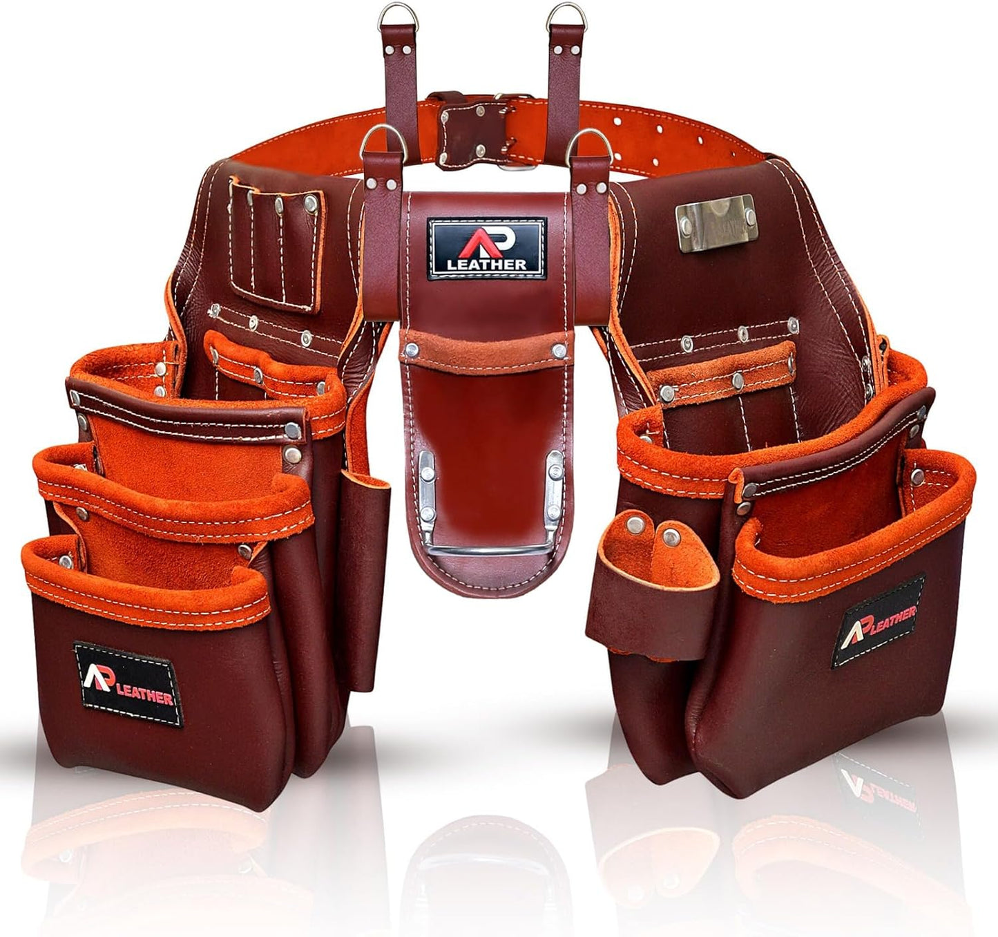 Ap-Leather  Premium Oil Tanned Leather Tool Belt,  Tool Pouch