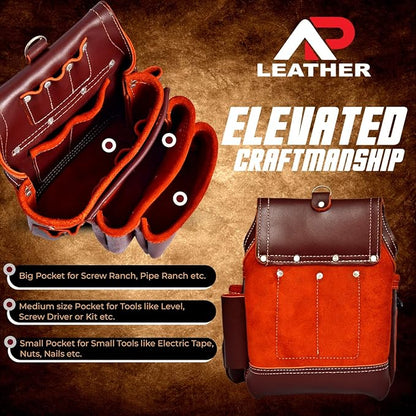 Ap-Leather  Premium Oil Tanned Leather Tool Belt,  Tool Pouch