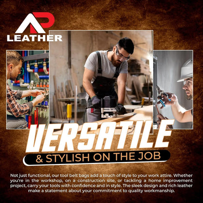 Ap-Leather  Premium Oil Tanned Leather Tool Belt,  Tool Pouch