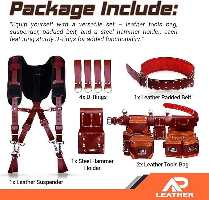Ap-Leather Tool Belts pouch with suspenders