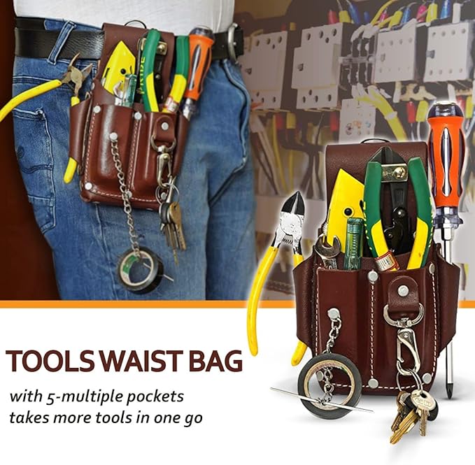 Ap-Leather Pro Electrician Pouch, Tool Pouch with Belt Clip