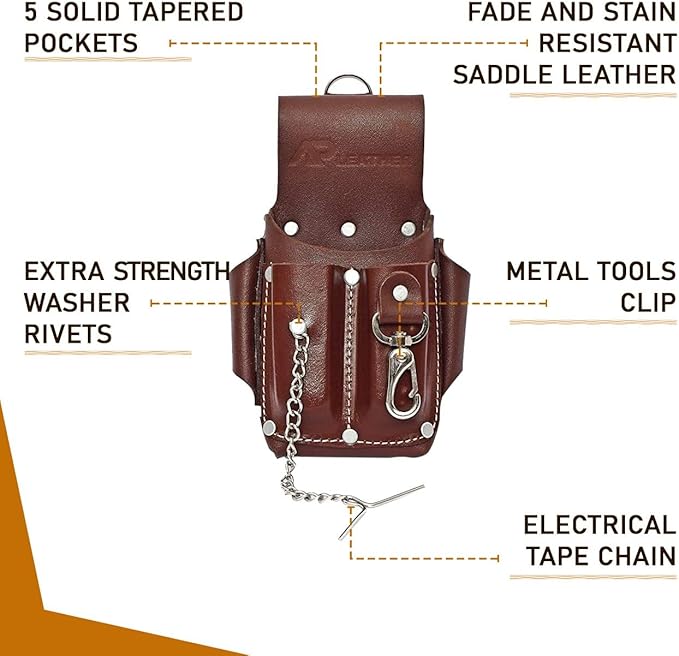 Ap-Leather Pro Electrician Pouch, Tool Pouch with Belt Clip