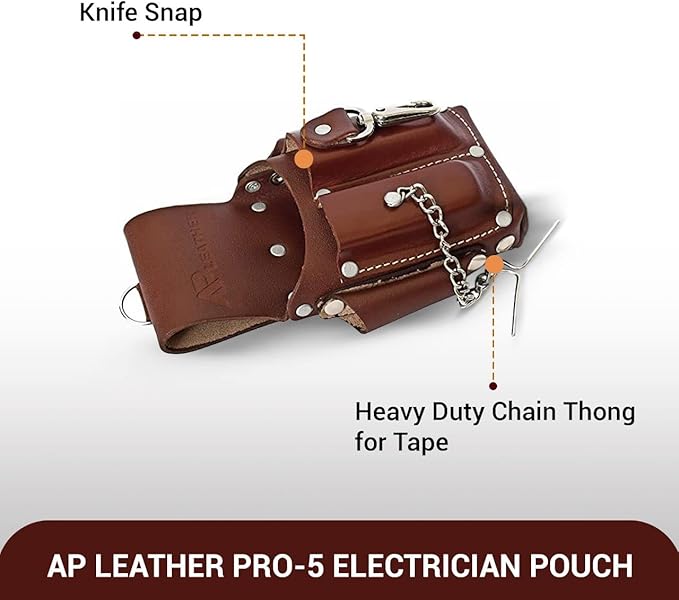 Ap-Leather Pro Electrician Pouch, Tool Pouch with Belt Clip
