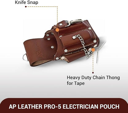 Ap-Leather Pro Electrician Pouch, Tool Pouch with Belt Clip