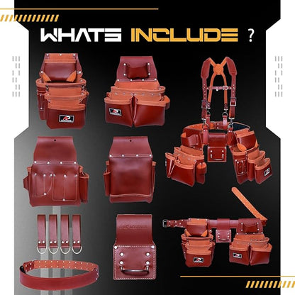 AP-LEATHER PRO-19 Tool Belt/Pouch/Bag with suspenders
