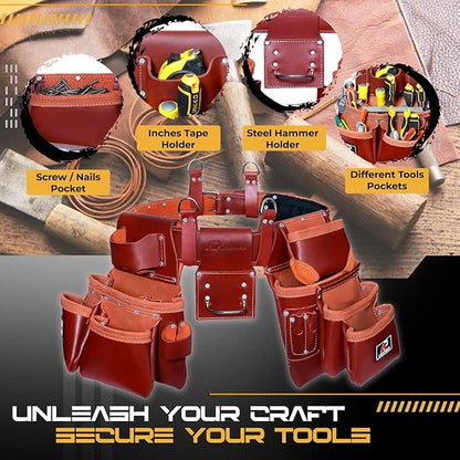 AP-LEATHER PRO-19 Tool Belt/Pouch/Bag with suspenders