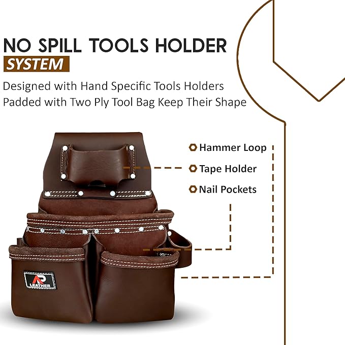 AP-LEATHER Tool Pouch,tool belt with suspenders