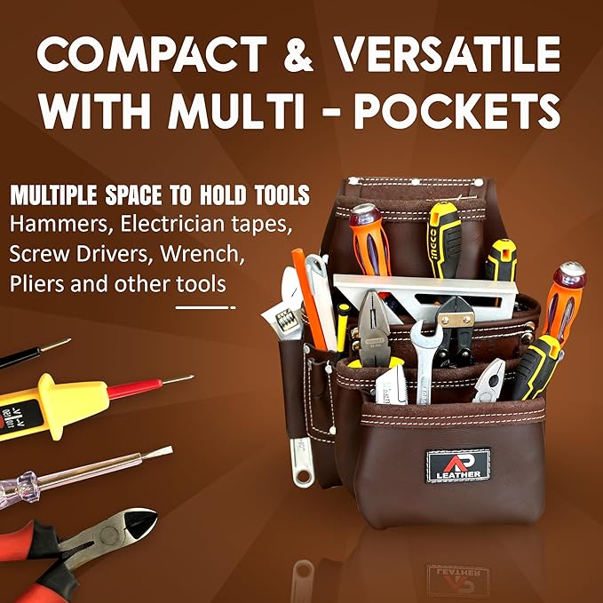 AP-LEATHER Tool Pouch,tool belt with suspenders