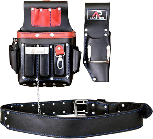 AP-LEATHER Heavy Duty Electercian Pouch Tool Pouch,Compartments