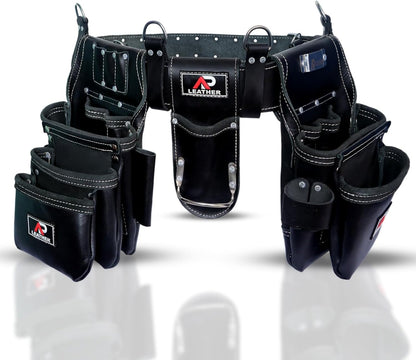Ap-Leather  Premium Oil Tanned Leather Tool Belt, Tool Pouch