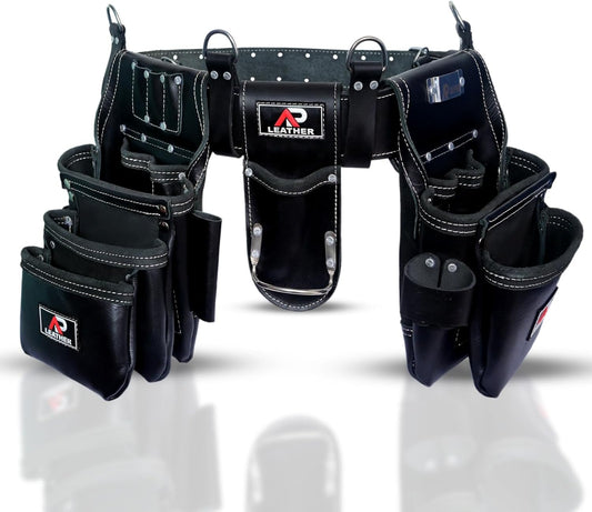 Ap-Leather  Premium Oil Tanned Leather Tool Belt, Tool Pouch