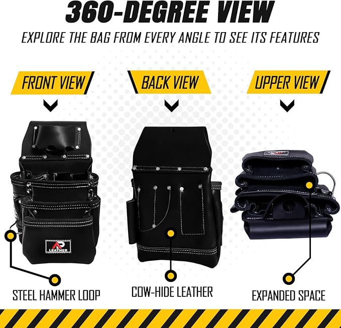 Ap-Leather Tool Pouch for Construction,Heavy Duty Hammer Holder