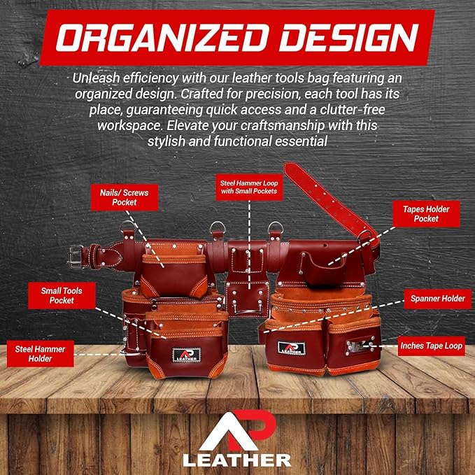AP-LEATHER Electricians, Gardeners & Construction,Tool Belt pouch