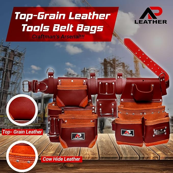 AP-LEATHER Electricians, Gardeners & Construction,Tool Belt pouch